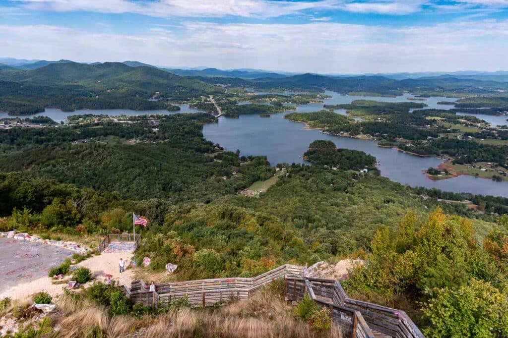 Overlook of Lake Chatuge from Bell Mountain in Hiawassee Georgia