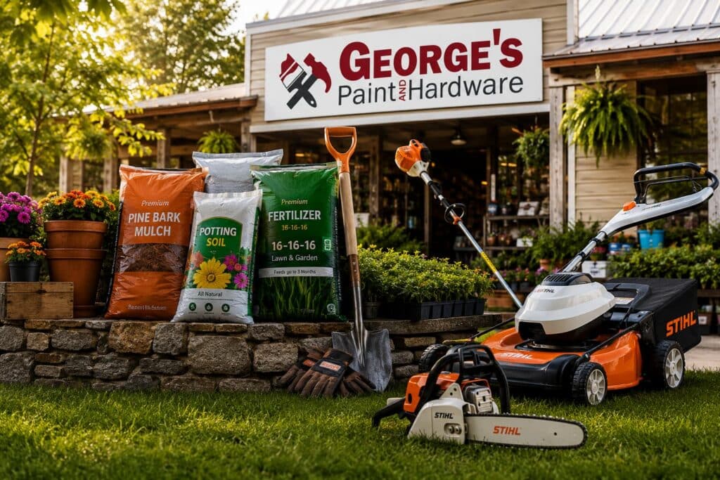 Summer maintenance supplies for mountain homeowners at George's Paint & Hardware